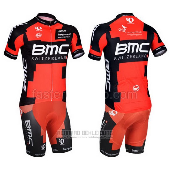 2014 Fahrradbekleidung BMC Rot und Shwarz Trikot Kurzarm und Tragerhose - zum Schließen ins Bild klicken